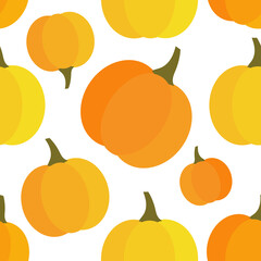 Pumpkins autumn orange seamless pattern.