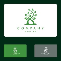 Creative people ecology tree logo set vector icon illustration graphic design