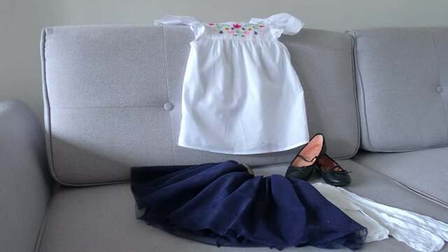 Elegant Outfit Cloths for School Girl Ready to Wear on First Day of School Year or Year End Graduation Ceremony