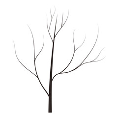 bald handdraw  tree  vector illustration element for game design. winter tree without crown. dead tree