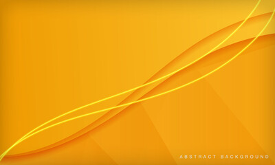 Orange curve papercut abstract minimal geometric background with bright light decoration.