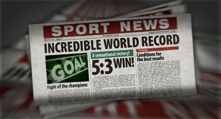 Sport news competition record retro newspaper illustration
