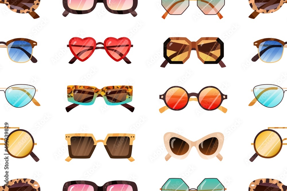 Aufkleber seamless pattern with modern sunglasses on white background. repeating backdrop with fashion sun gla