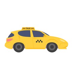 Taxi yellow car, city service transport vector illustration.