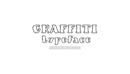 Comic modern outline font, trendy contour alphabet, black uppercase and lowercase Latin letters from A to Z and Arab numbers from 0 to 9, vector illustration 10EPS