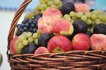 Large basket with seasonal fruits