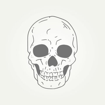 ghost skull hand draw line art icon logo template vector illustration design. spooky skull head t-shirt and tattoo illustration design concept