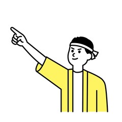 Fototapeta premium 大工さんのイラスト上半身 黄色2色