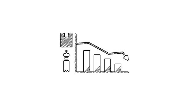 Black line Ecology infographic icon isolated on white background. 4K Video motion graphic animation
