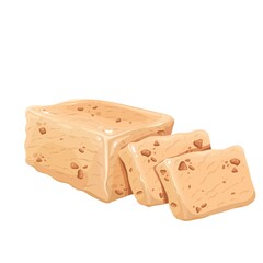 Sliced tahini halva. Turkish delight vector illustration.