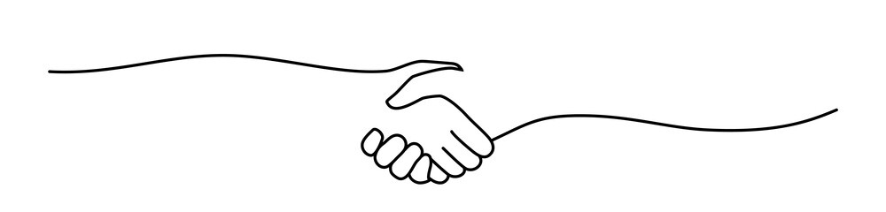 Handshake, agreement, introduction banner hand drawn with single line - obrazy, fototapety, plakaty
