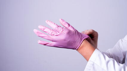 male hands in medical gloves