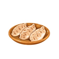 Dumplings chinese cuisine icon. Asian food vector illustration.