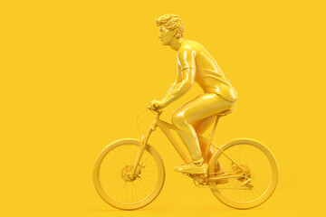 Side view of casual dressed man on bicycle. 3D illustration
