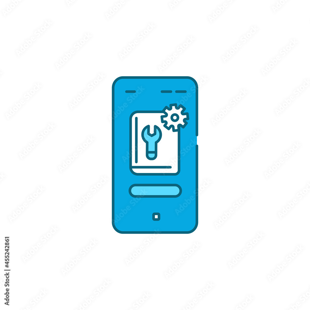 Poster app development guide color line icon. pictogram for web page,
