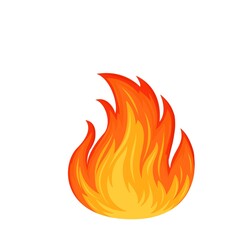 Fire flame. Hot flaming element. Bonfire decorative element. Red and orange blaze vector illustration.