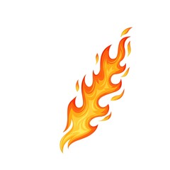 Fire flame. Hot flaming element. Bonfire decorative element. Red and orange blaze vector illustration.