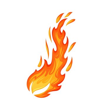 Fire flame. Hot flaming element. Bonfire decorative element. Red and orange blaze vector illustration.