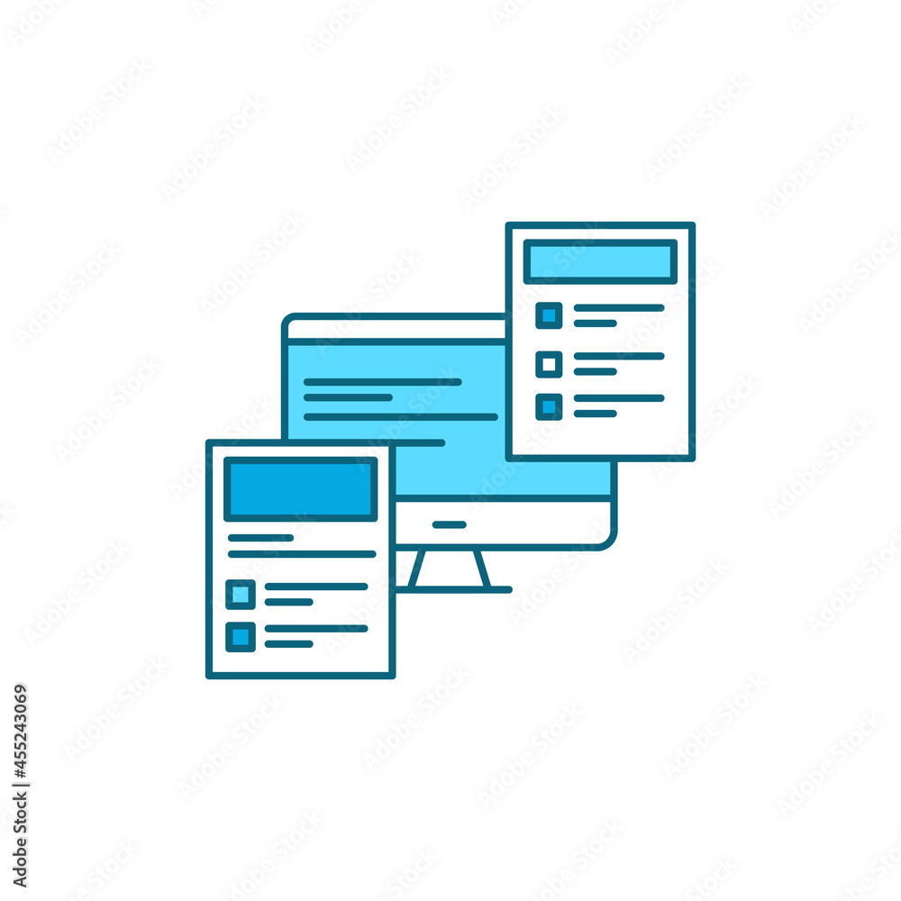 Poster front-end development color line icon.