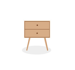 Bedside table for an apartment, house, bedroom. Vector illustration in flat cartoon style.