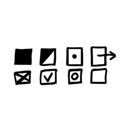 Set of tools for organizing entries in diaries and planning. Set of signs on a white background are isolated