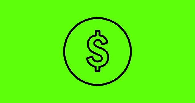 Dollar icon animation. Green screen. 4K