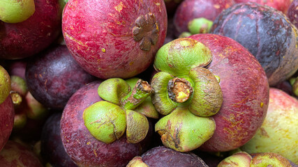 Close up mangoteens texture background, tropical fruit Thailand