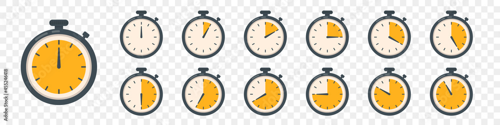 Aufkleber set of timer clock icons. stopwatch timer collection