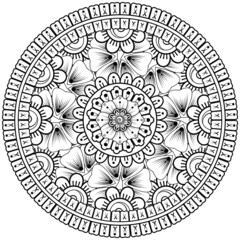 Mehndi flower for henna, mehndi, tattoo, decoration. decorative ornament in ethnic oriental style. doodle ornament. coloring book page.