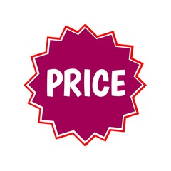 Price web icon 3d. An isolated label, sticker graphic in pink star in white letters. Business advertising and finance promotion