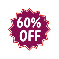 Special 60 percent offer sale tag star for sales and promotion isolated 3d. Discount icon or sticker coffee color and white. Business Advertising