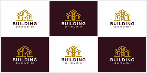Abstract Building Logo Design ,Architect construction logo template, Architectural and construction design,