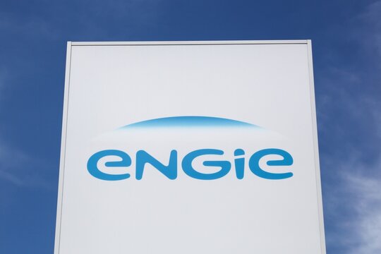 Saint Priest, France - May 16, 2020: Engie is a French multinational electric utility company which operates in the fields of electricity generation and distribution, natural gas and renewable energy