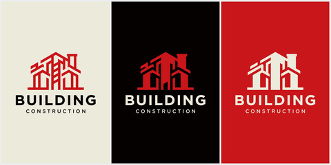 Abstract building logo design architect construction logo template architectural and construction 