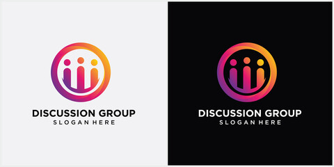 Discussion group logo consultation chat logo template people and consult logo design vector 