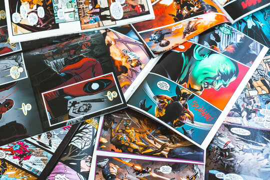 Comics book page background. Rostov-on-Don, Russia. 5 September 2021