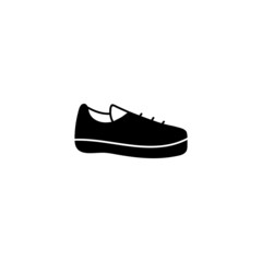 Shoes, footwear icon in solid black flat shape glyph icon, isolated on white background 