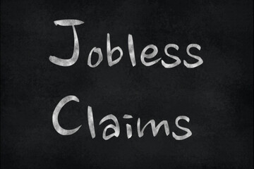 Obraz premium Chalk writing on a slate board – Jobless Claims