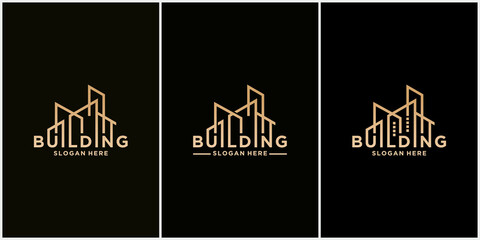 Abstract building wordmark logo architect construction logo template architectural design and cons 