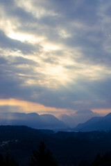 Fototapeta premium Mountains near river Tagliamento, Trentino-Alto Adige, Italy