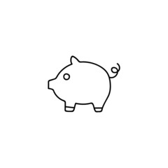 piggy bank icon  in flat black line style, isolated on white background 