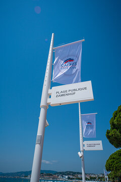 Zamenhof beach club at the Croisette in Cannes -CANNES, FRANCE - JULY 12, 2020
