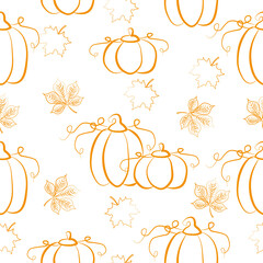 pattern with pumpkins on a light background