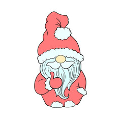 Cartoon Santa Gnome Character, nursery pastel colored vector illustration