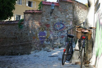 Bicycles in Slovenian alley