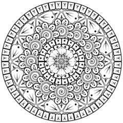 Mehndi flower for henna, mehndi, tattoo, decoration. decorative ornament in ethnic oriental style. doodle ornament. coloring book page.