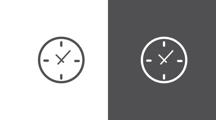 Clock Icon Set. Black and white set of flat isolated editable illustrations