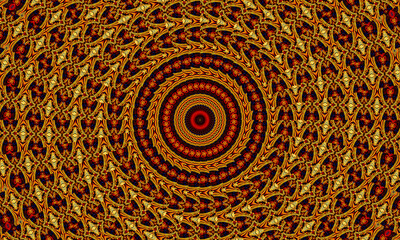 Obraz premium Orange rays stars on black retro textured pattern 70s. Abstract unique kaleidoscope background. Beautiful kaleidoscope seamless pattern. Seamless kaleidoscope texture