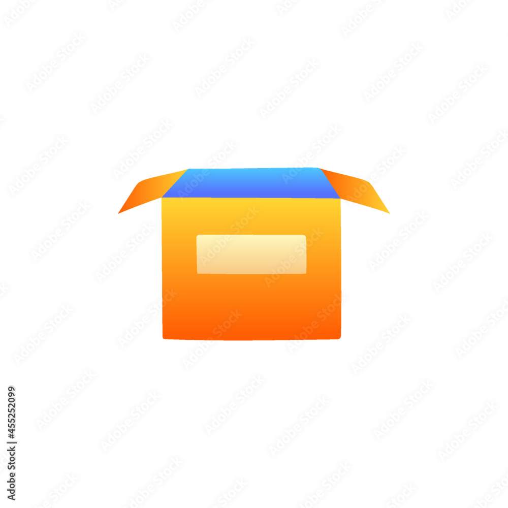 Poster open box icon, carton box package open icon in gradient color style, isolated on white background