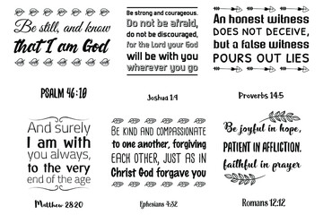 Set of Bible verses. Christian Quotes and Scripture sayings 
